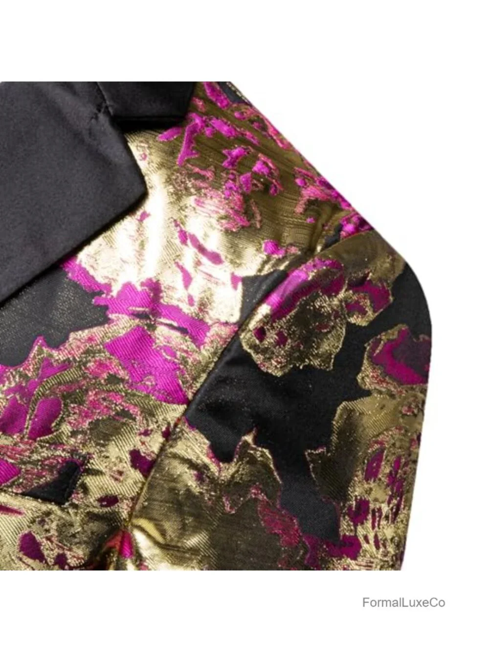 Embroidered Floral Blazer Notch Lapel One Button Sport Coat Prom